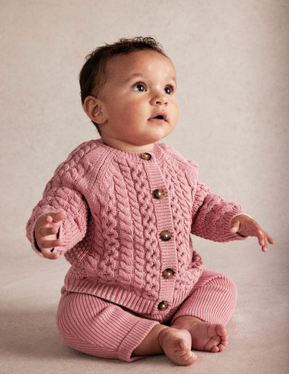 Cable Knitted Play Set-Vintage Pink