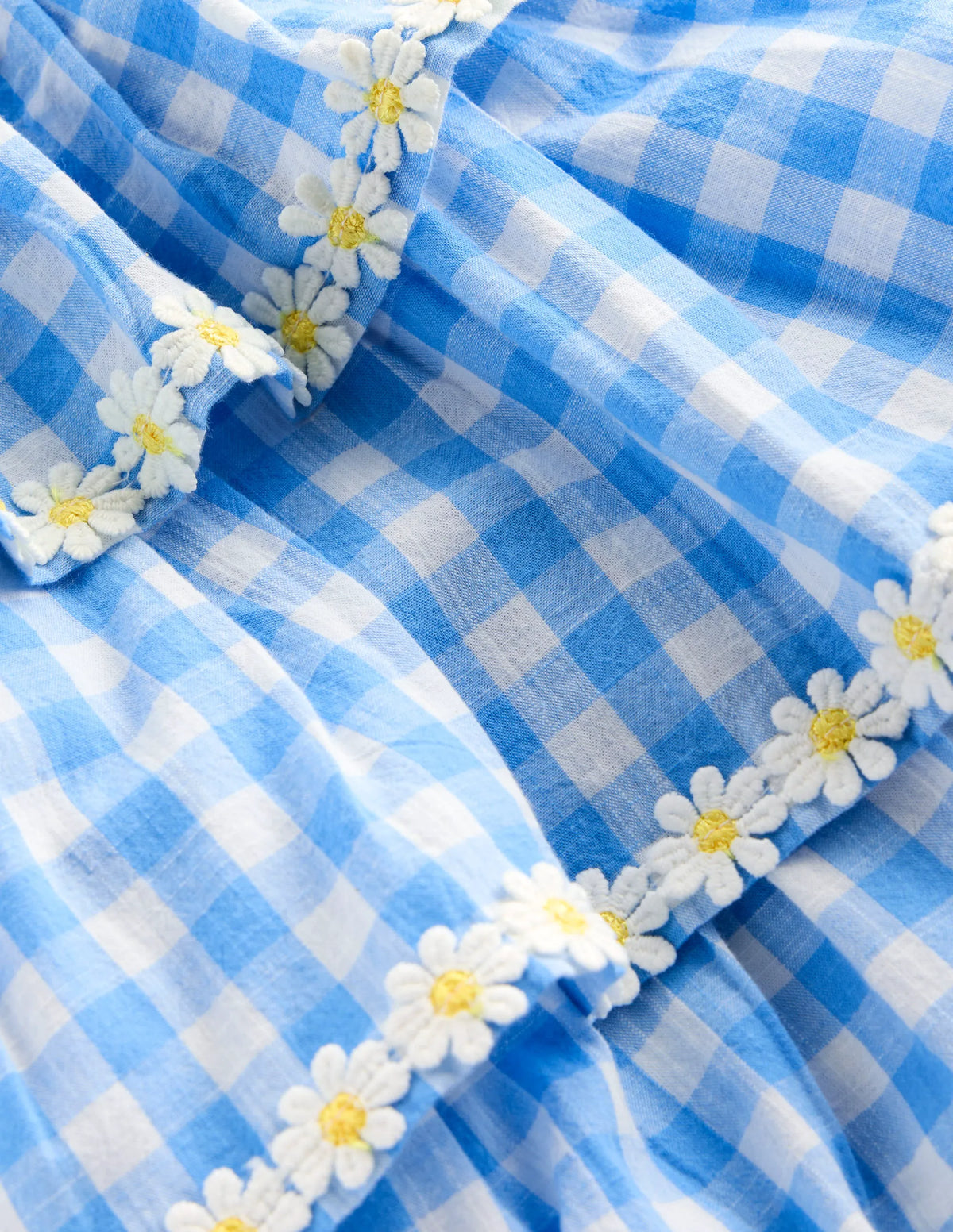 Ruffle Woven Romper-Gingham Daisies