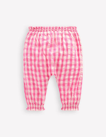 Woven Pants-Pink Rose Gingham