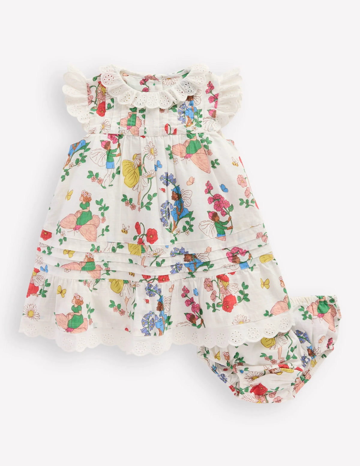 Broderie Ruffle Dress-Coconut Milk Fairies