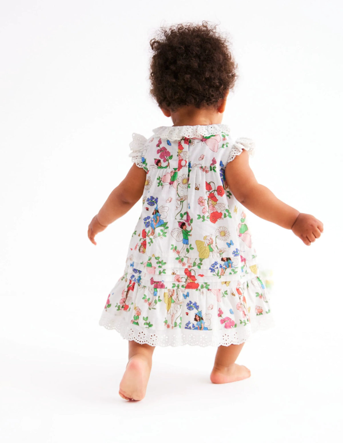 Broderie Ruffle Dress-Coconut Milk Fairies