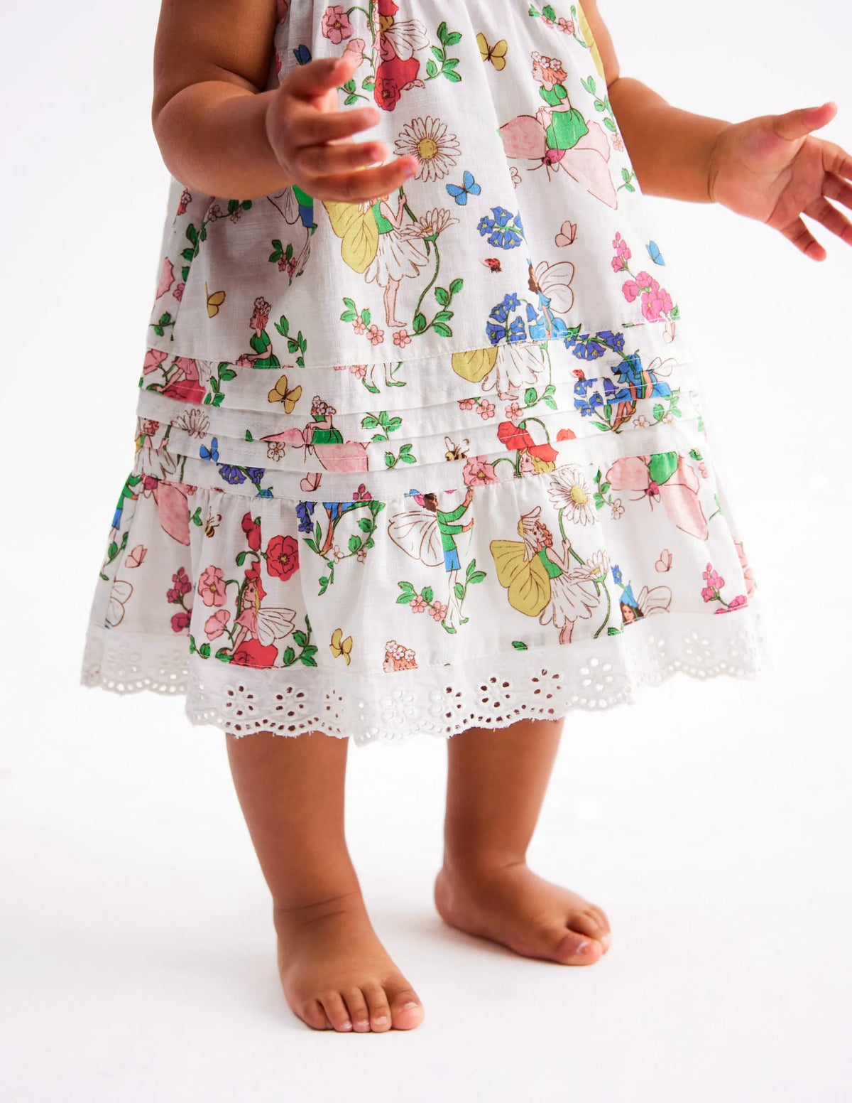 Broderie Ruffle Dress-Coconut Milk Fairies