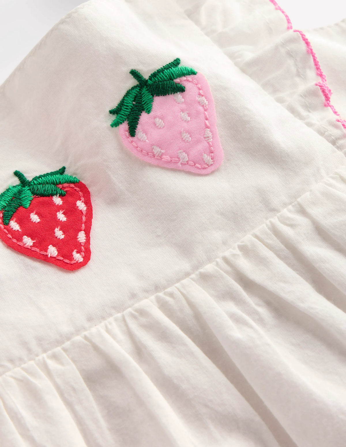 Appliqué Ruffle Dress-Soft Ivory Fruit
