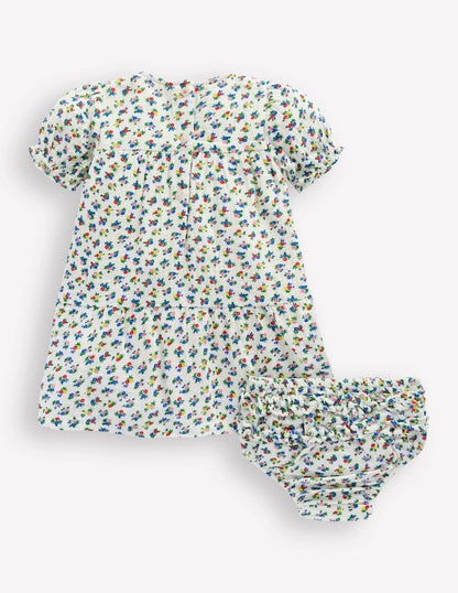 Double Cloth Dress-Soft Ivory Ditsy