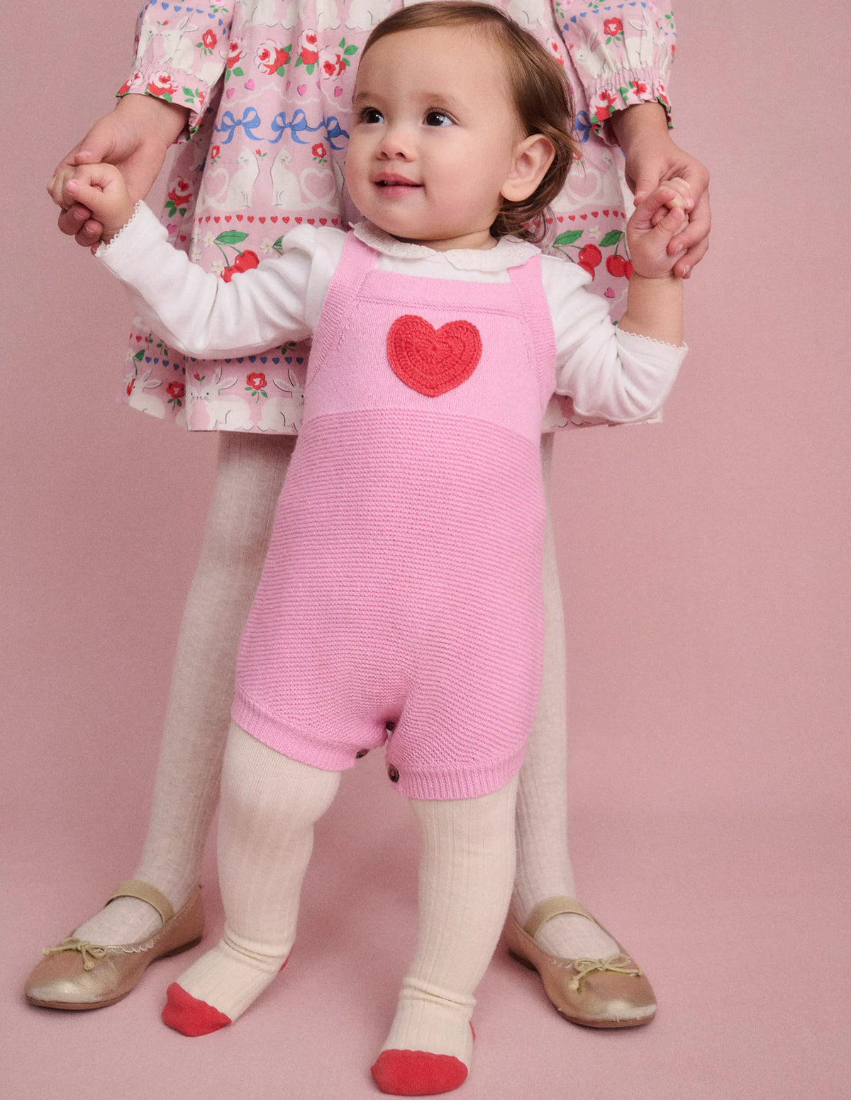 Knitted Romper-Vintage Pink Heart