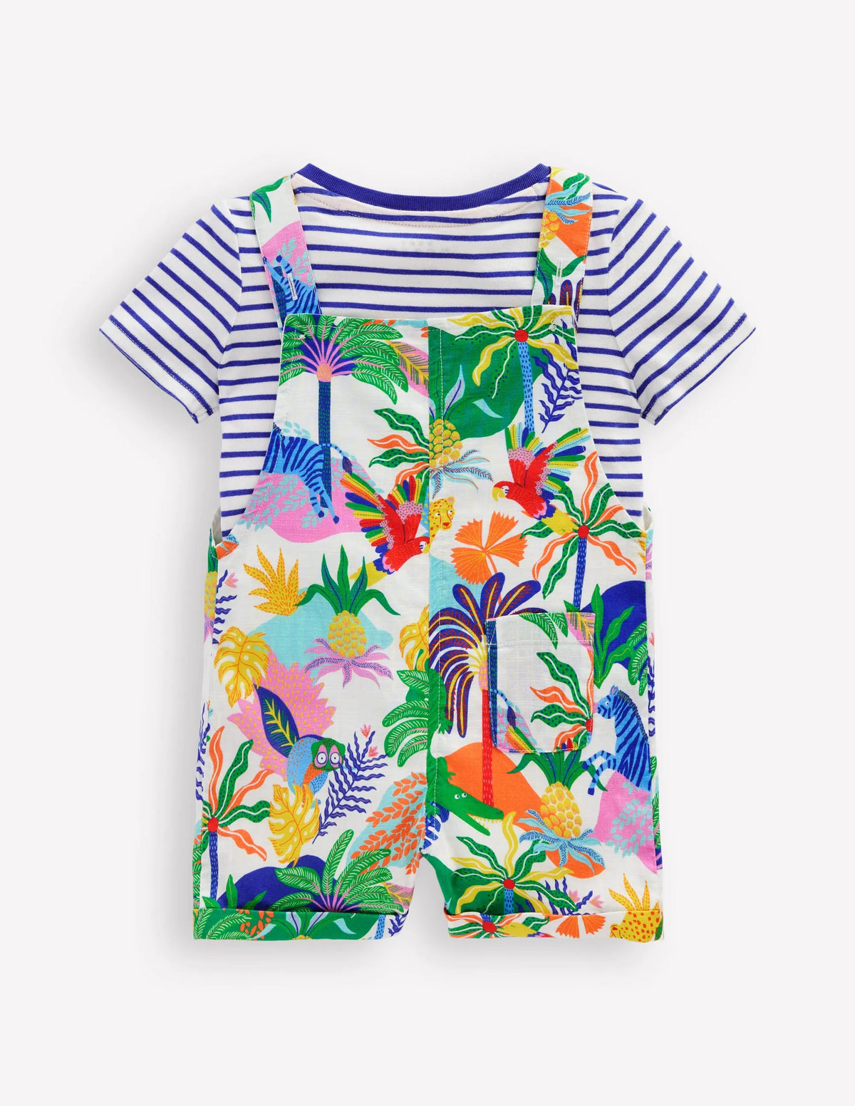 Button Overalls Set-Coconutmilk Multi Jungle