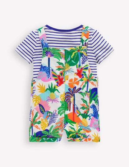 Button Overalls Set-Coconutmilk Multi Jungle