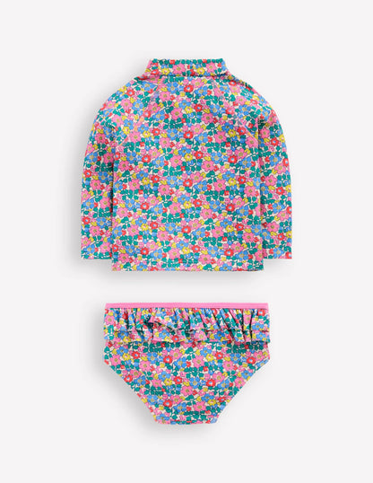 Frilly Rash Vest Set-Multi Flowerbed Shell