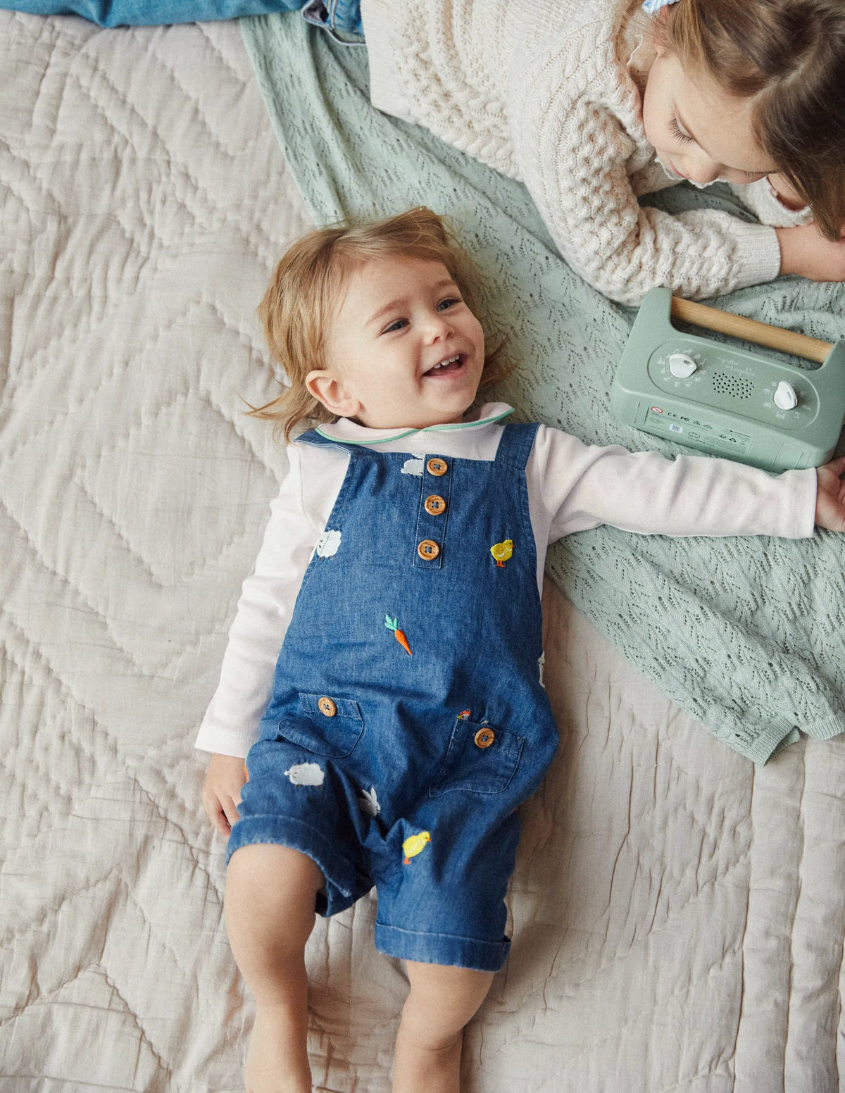 Embroidered Overalls Set-Denim Easter Embroidery