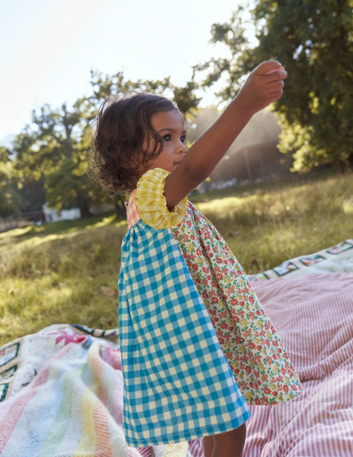 Gathered Woven Dress-Hotchpotch Multi