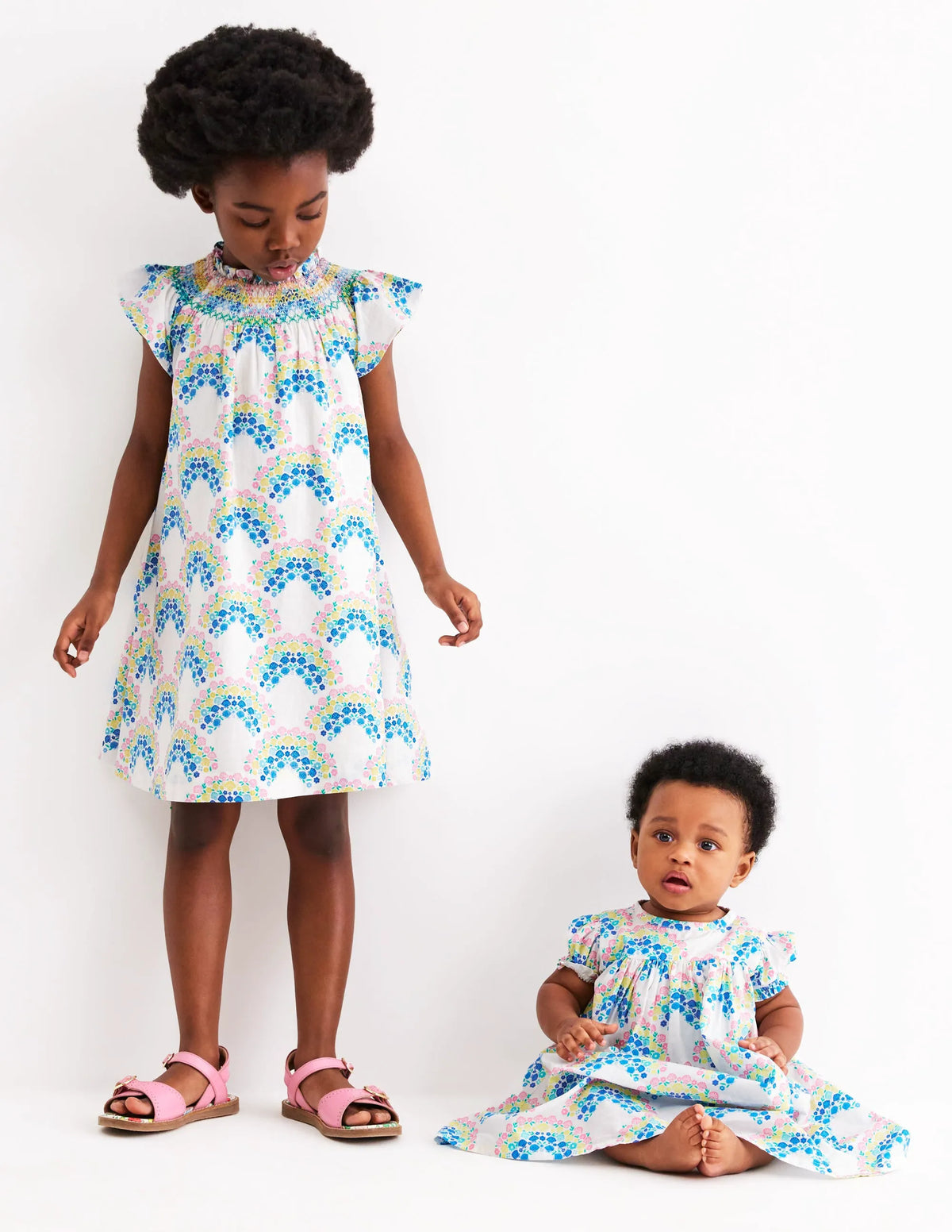 Gathered Woven Dress-Coconut Milk Rainbow Shells