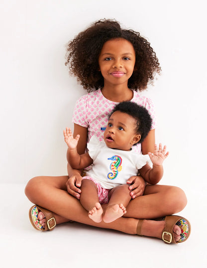 Ruffle Jersey Playset-Prism Pink and Coconut Milk