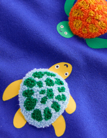 Logo Interest T-Shirt-Bright Blue Turtles