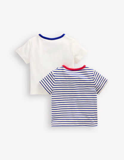 Twin Pack T-shirts-Ivory Stripe Twin Pack