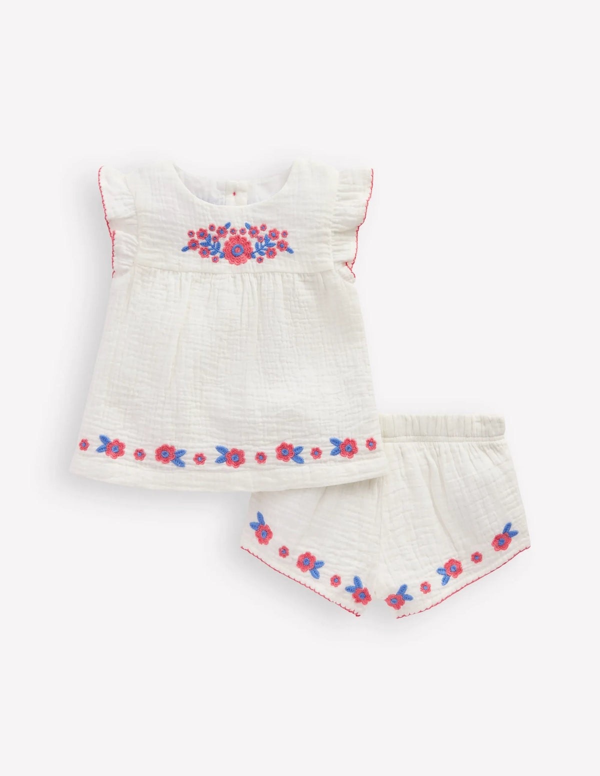 Embroidered Woven Play Set-White Embroidered