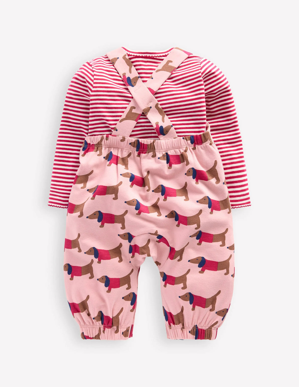 Jersey Overalls Set-Pink Sausage Dogs