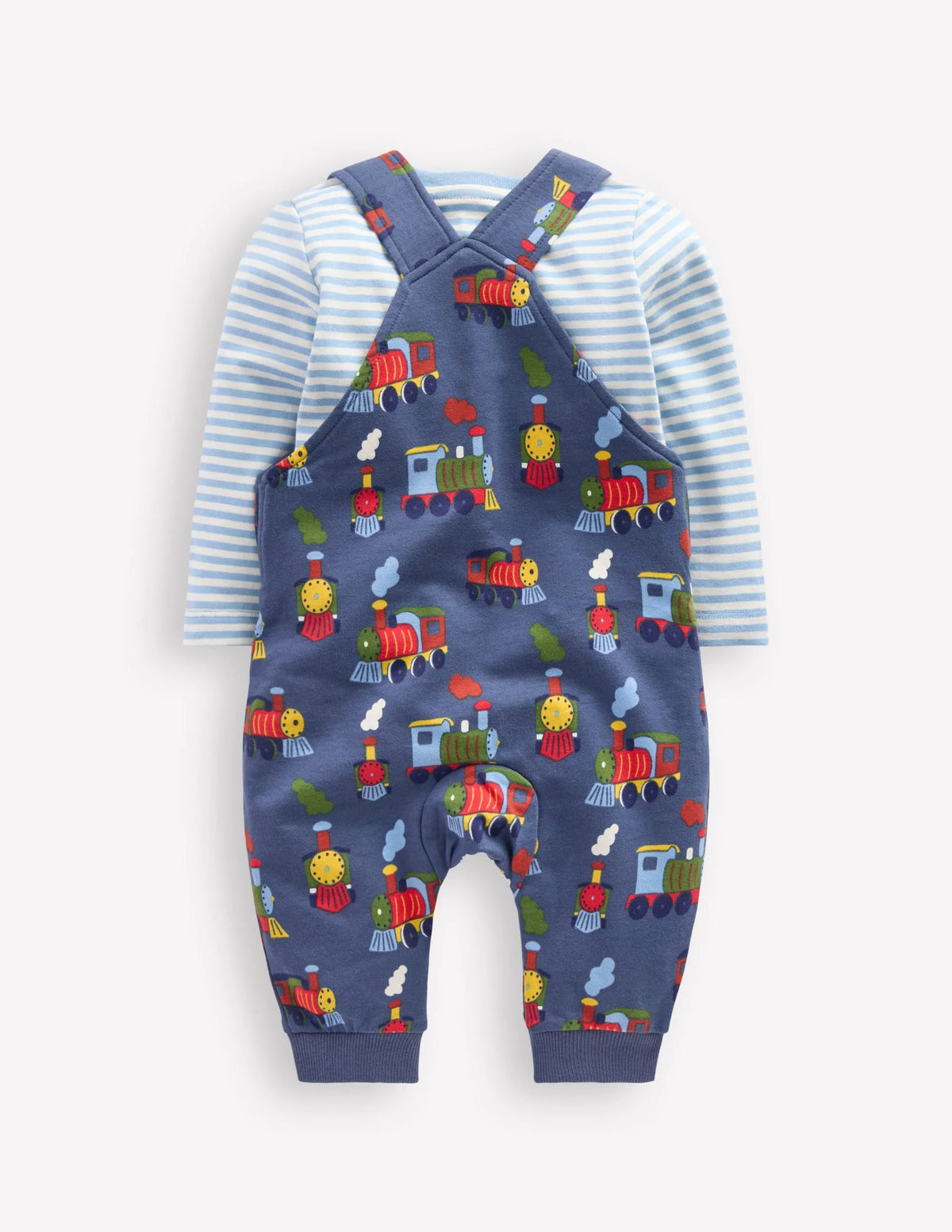 Jersey Overalls Set-Blue Marl Trains
