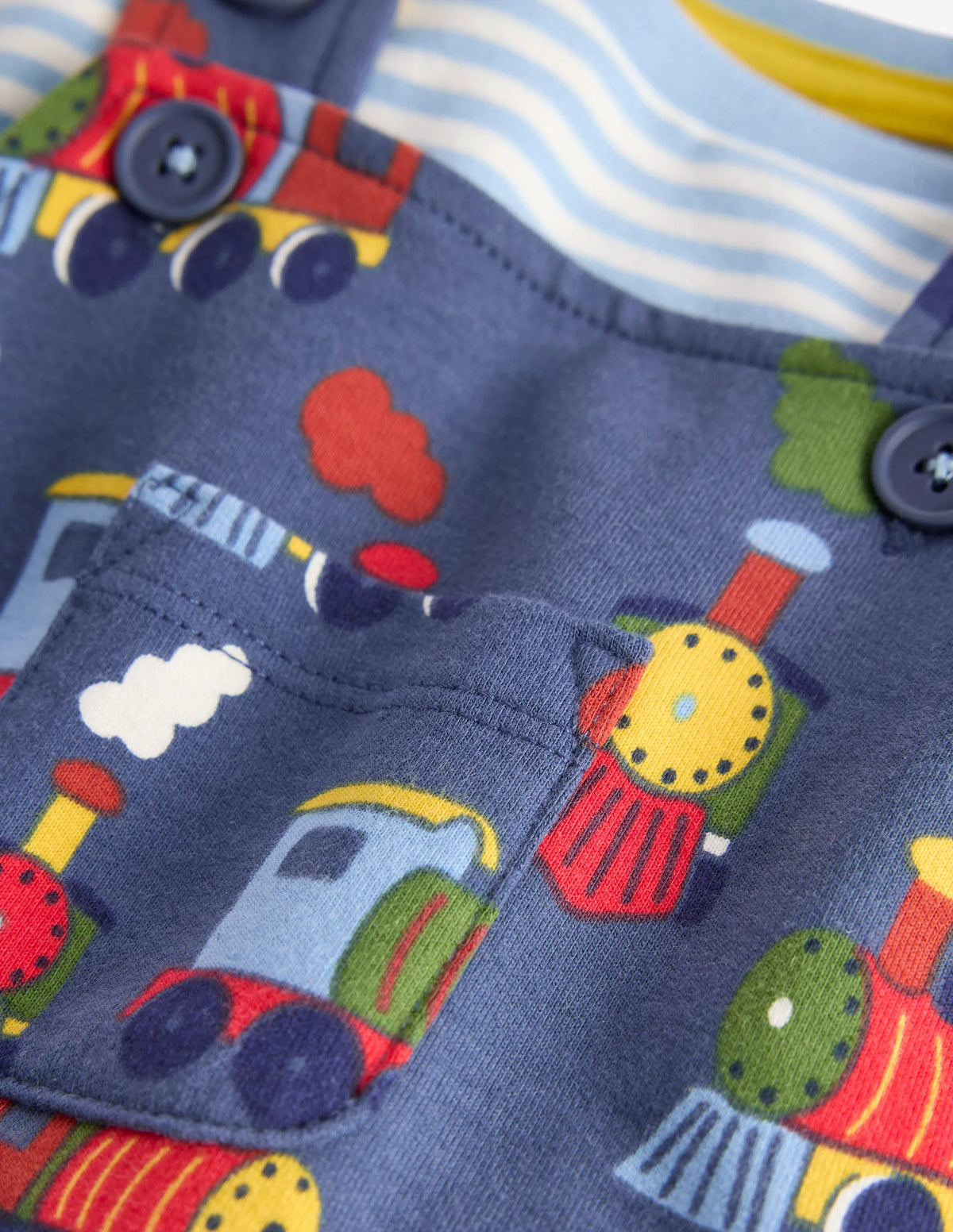 Jersey Overalls Set-Blue Marl Trains