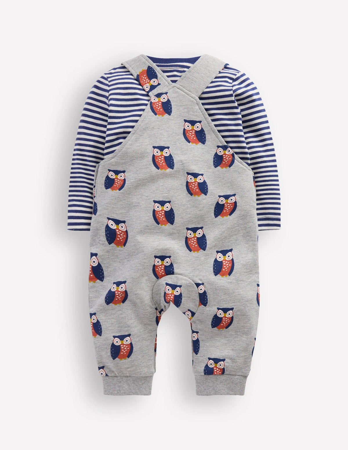 Jersey Overalls Set-Grey Marl Owls