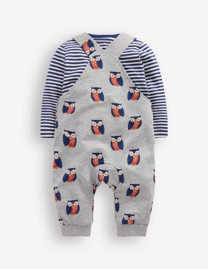 Jersey Overalls Set-Grey Marl Owls