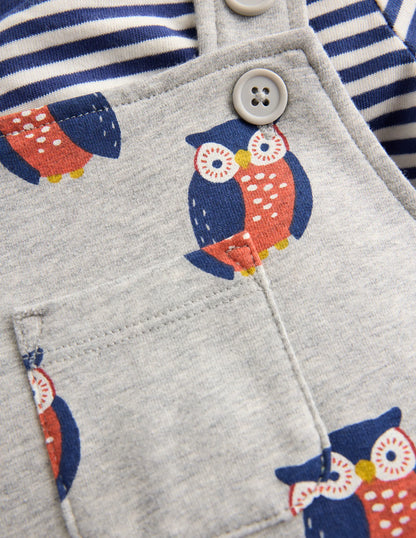 Jersey Overalls Set-Grey Marl Owls