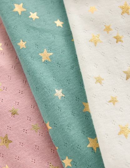 3-pack Pointelle Leggings-Multi Foil Stars