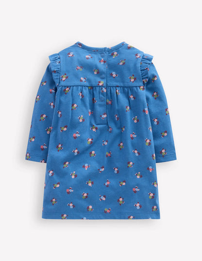 Printed Jersey Dress-Blue Floral