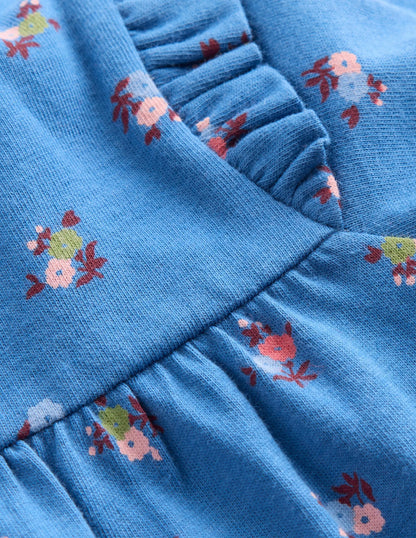 Printed Jersey Dress-Blue Floral