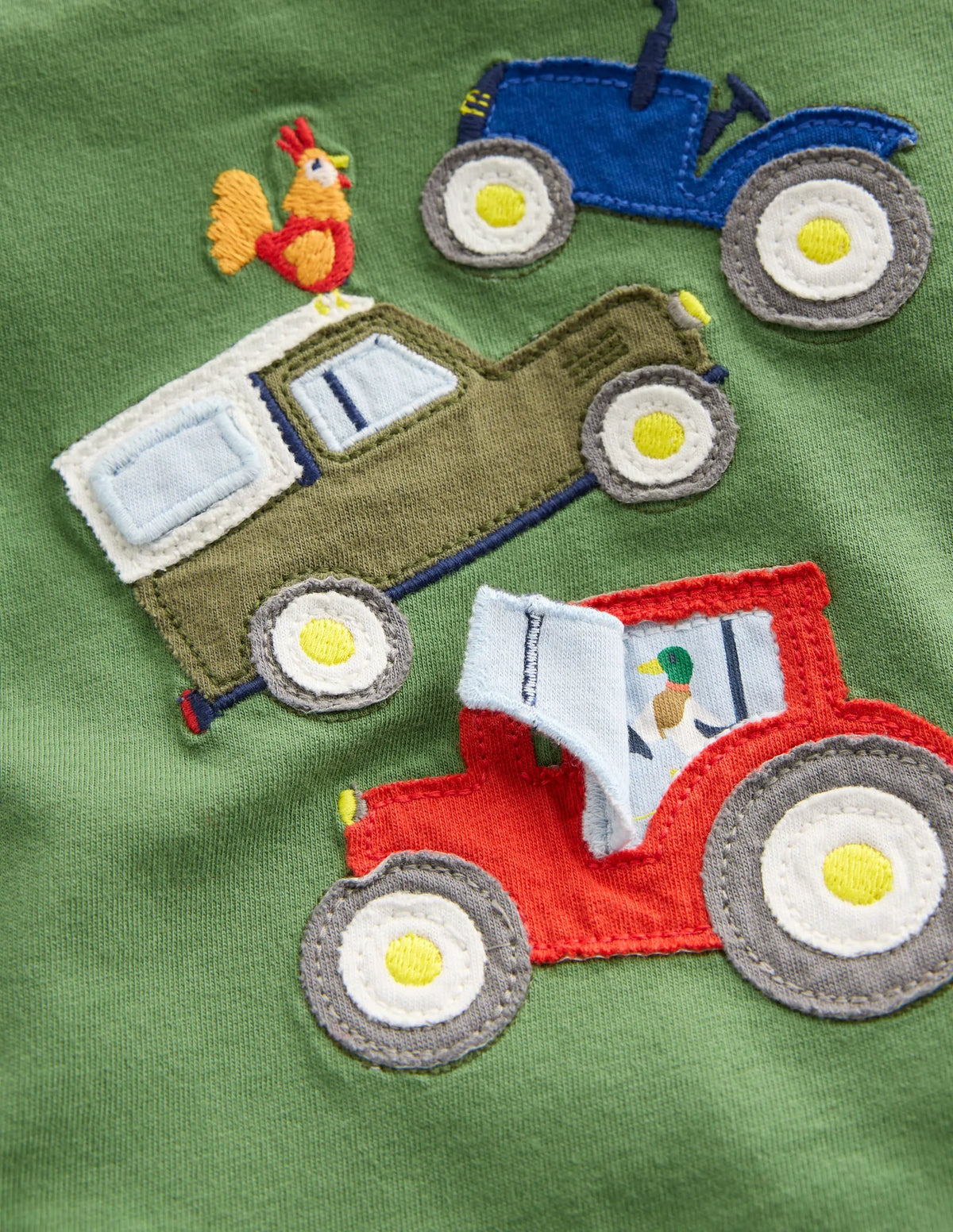 Long Sleeve Appliqué T-Shirt-Green Lift The Flap Transport