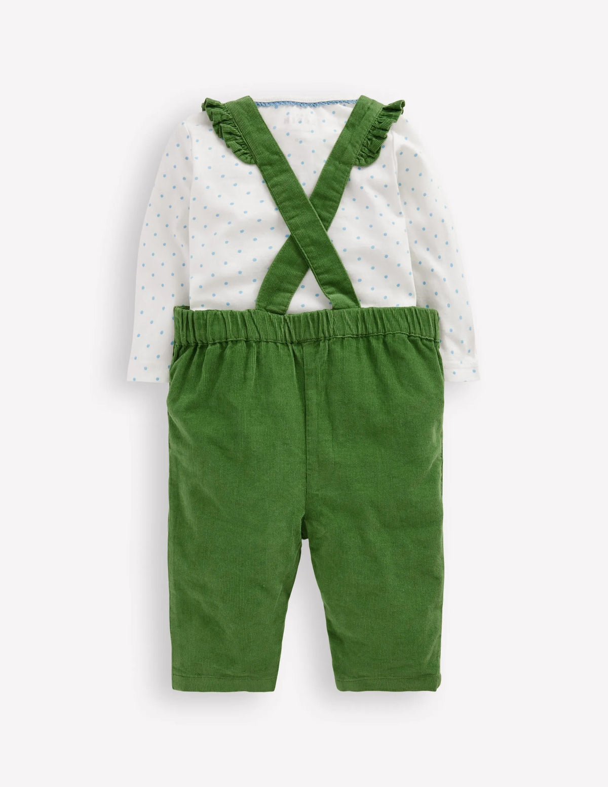 Woven Overalls Set-Broccoli Green Embroidered