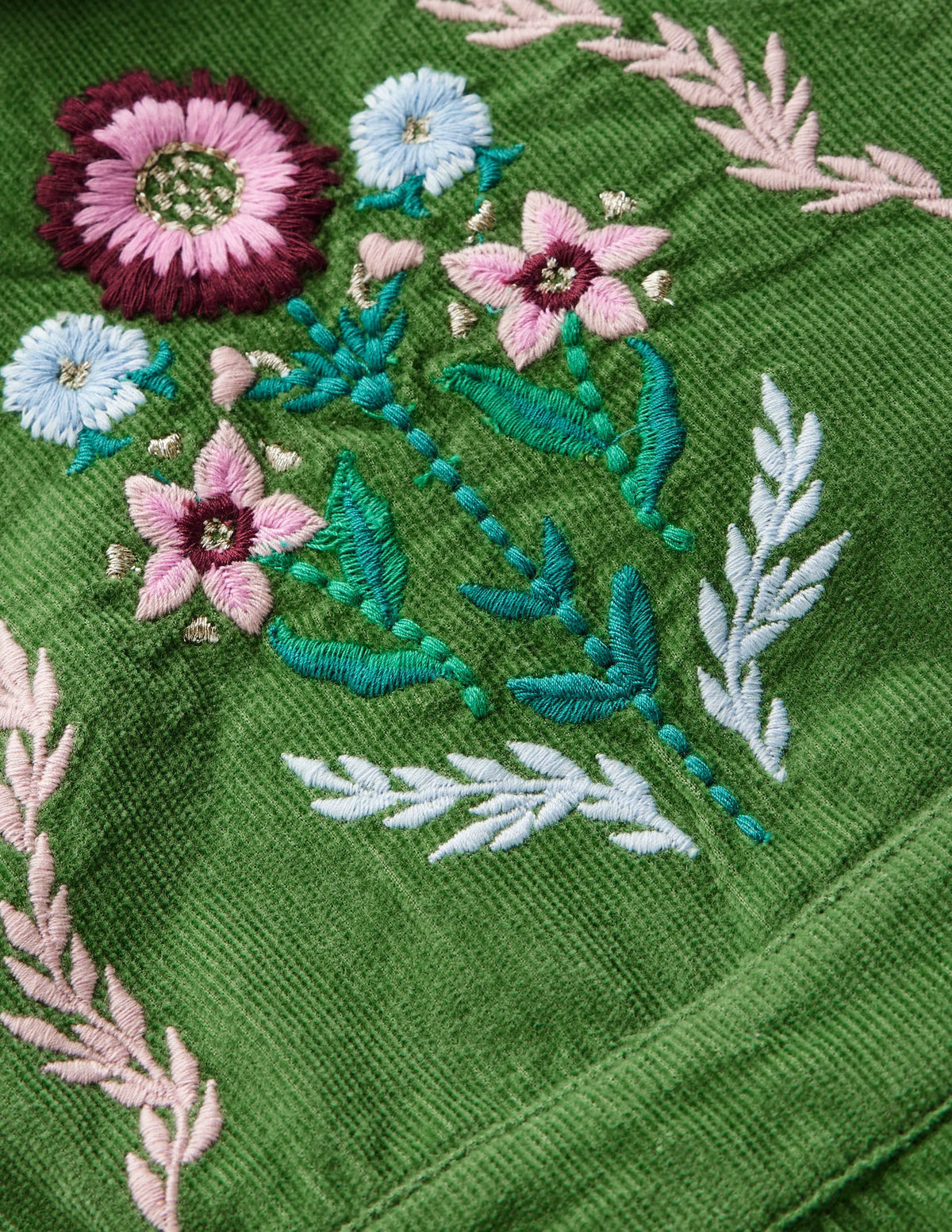 Woven Overalls Set-Broccoli Green Embroidered