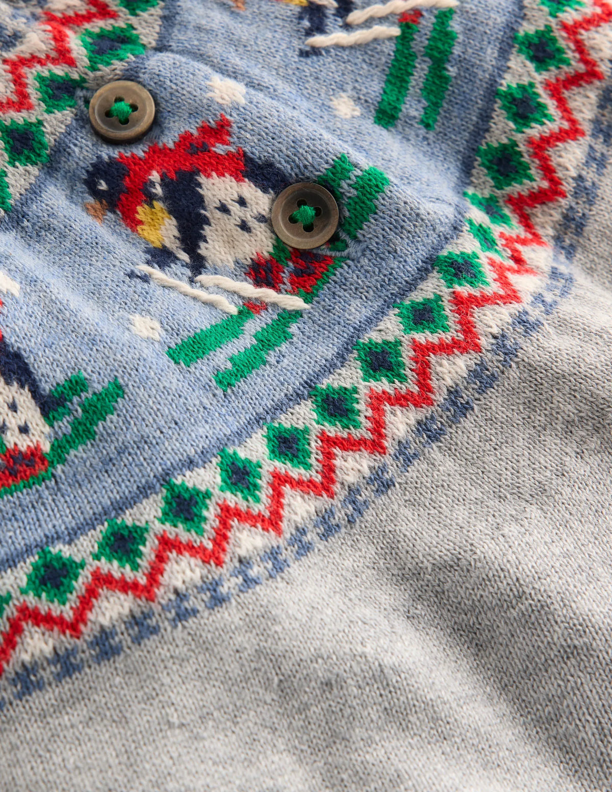 Knitted Play Set-Grey Marl Skiing Penguins