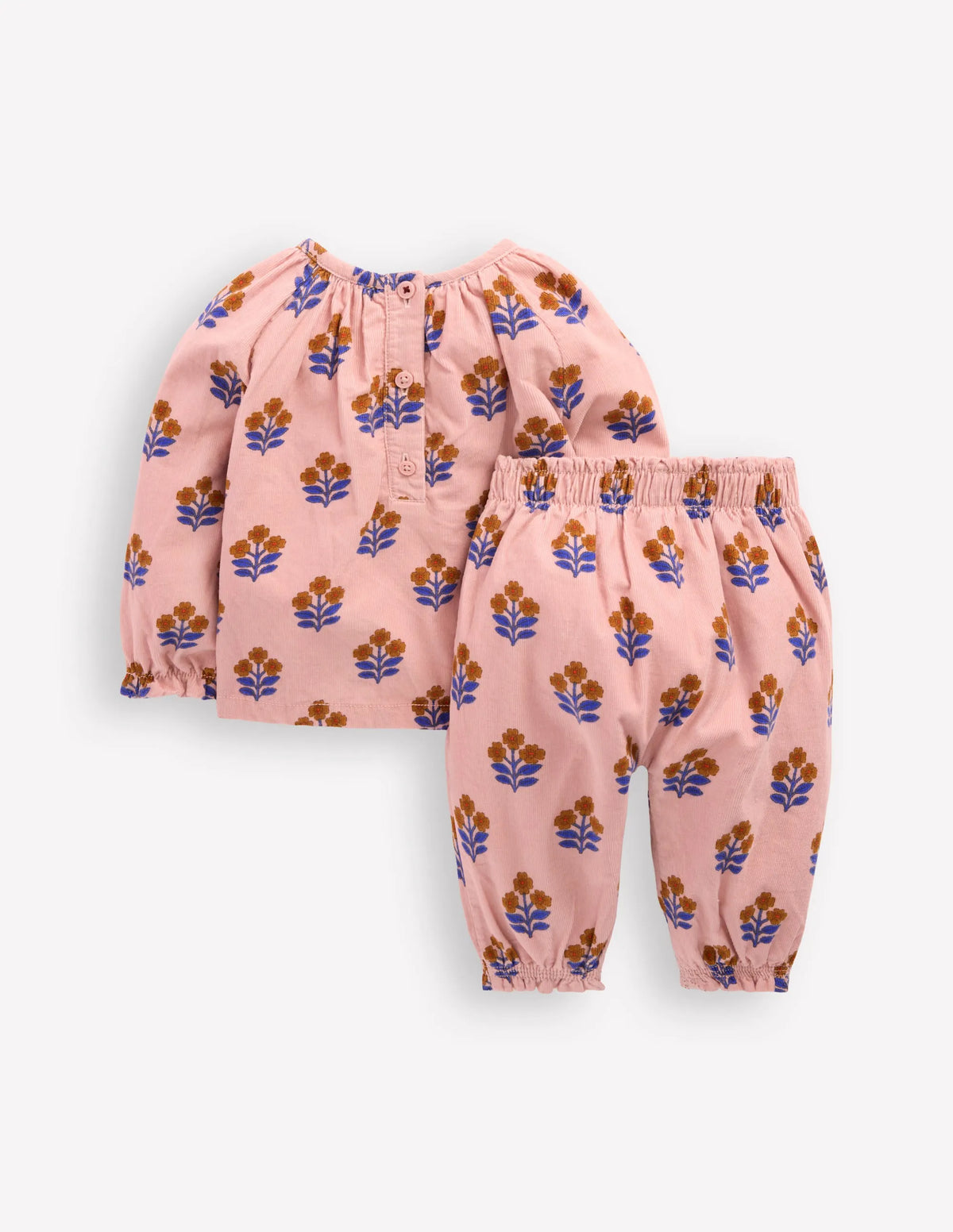 Woven Co-ord Play set-Pink Vintage Woodblock