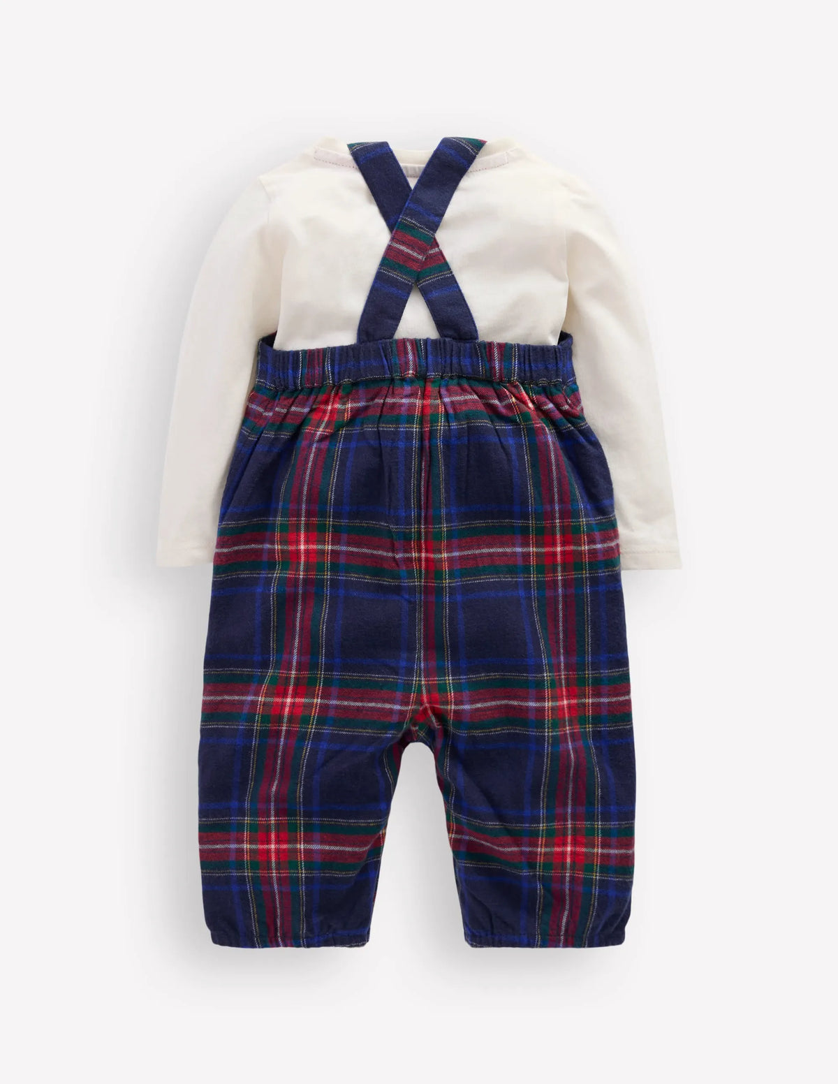 Front Pocket Romper Set-Navy Check