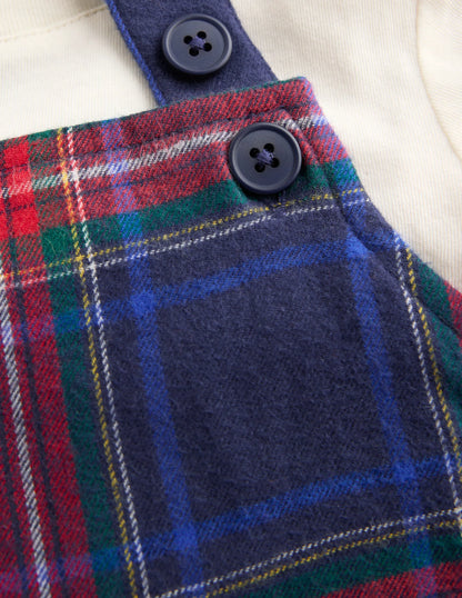 Front Pocket Romper Set-Navy Check
