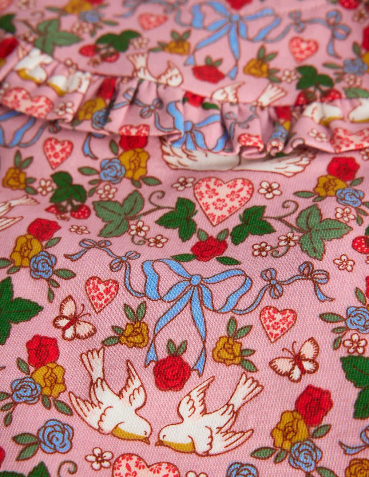 Frilly Jersey Play Set-Vintage Pink Birds