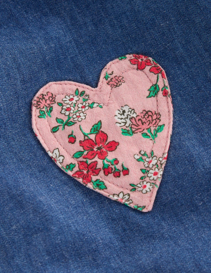 Chambray Romper-Chambray Floral Hearts