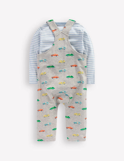 Jersey Overalls Set-Grey Marl Cars