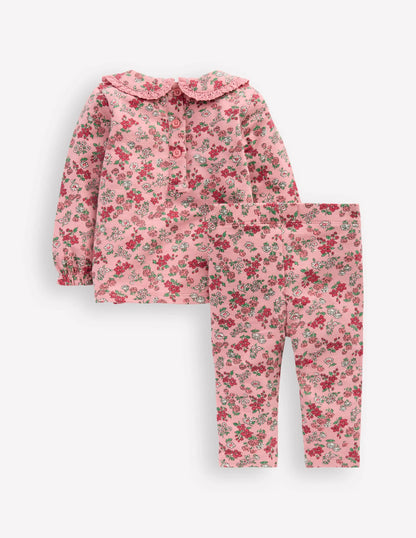 Pretty Collar Sweat Set-Pink Floral