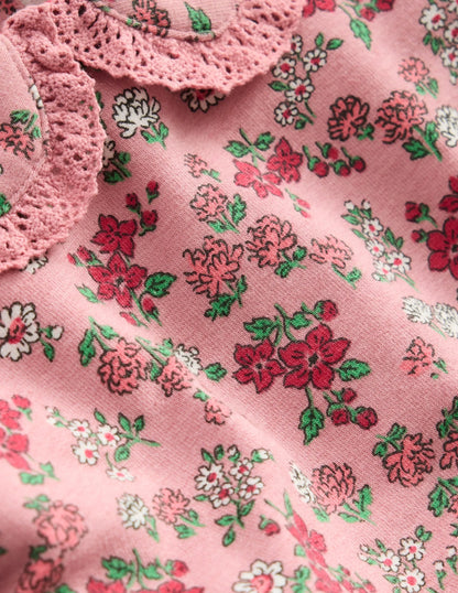Pretty Collar Sweat Set-Pink Floral