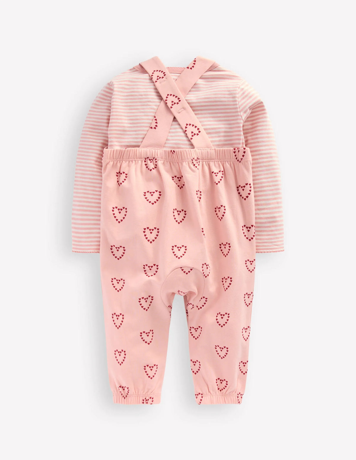 Jersey Overalls Set-Pink Hearts