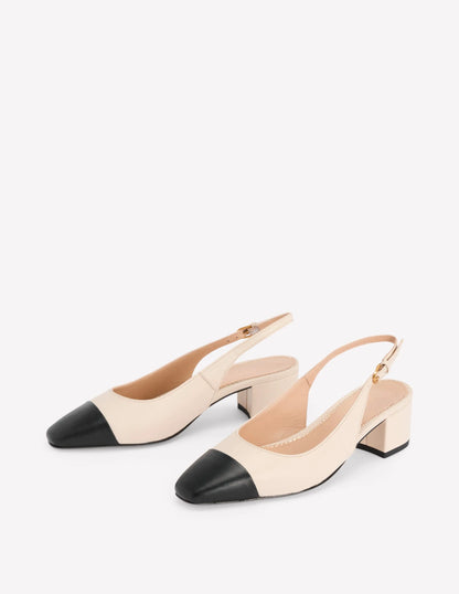 Ailsa Block Heel Slingbacks-Ecru