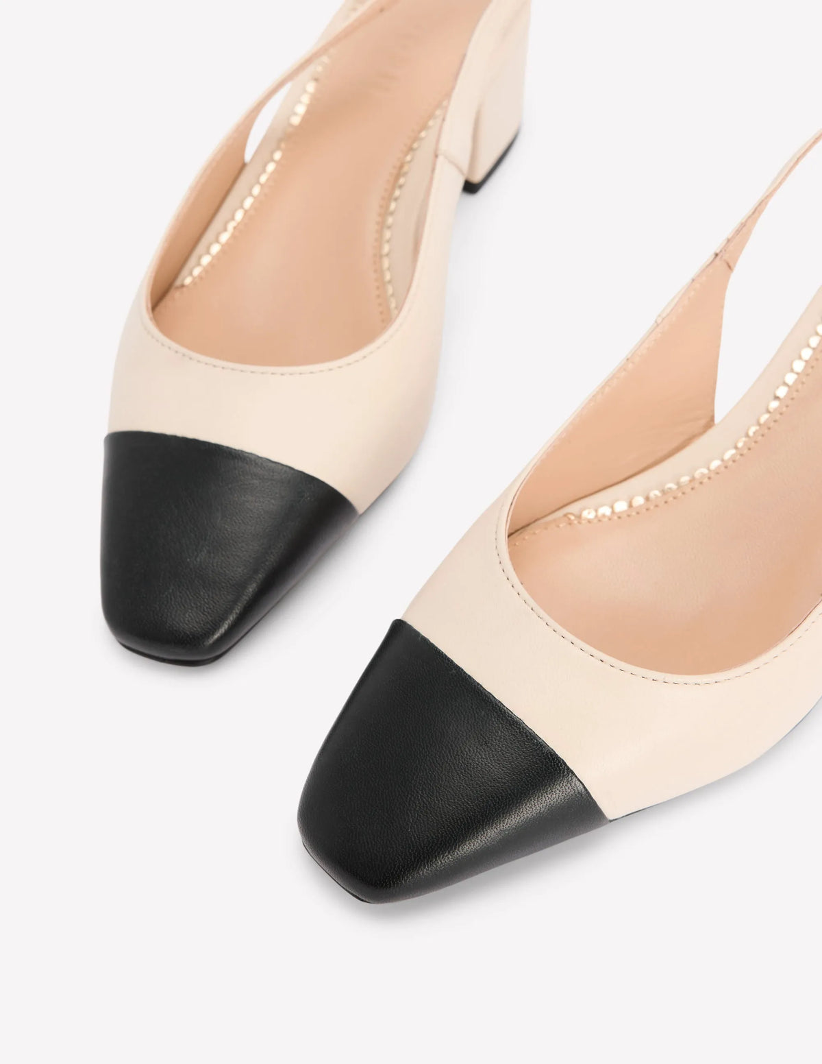 Ailsa Block Heel Slingbacks-Ecru