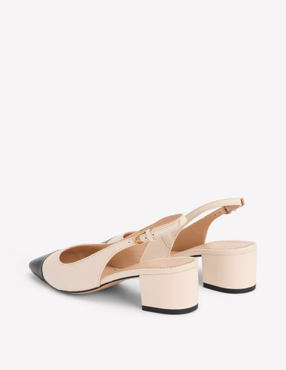 Ailsa Block Heel Slingbacks-Ecru