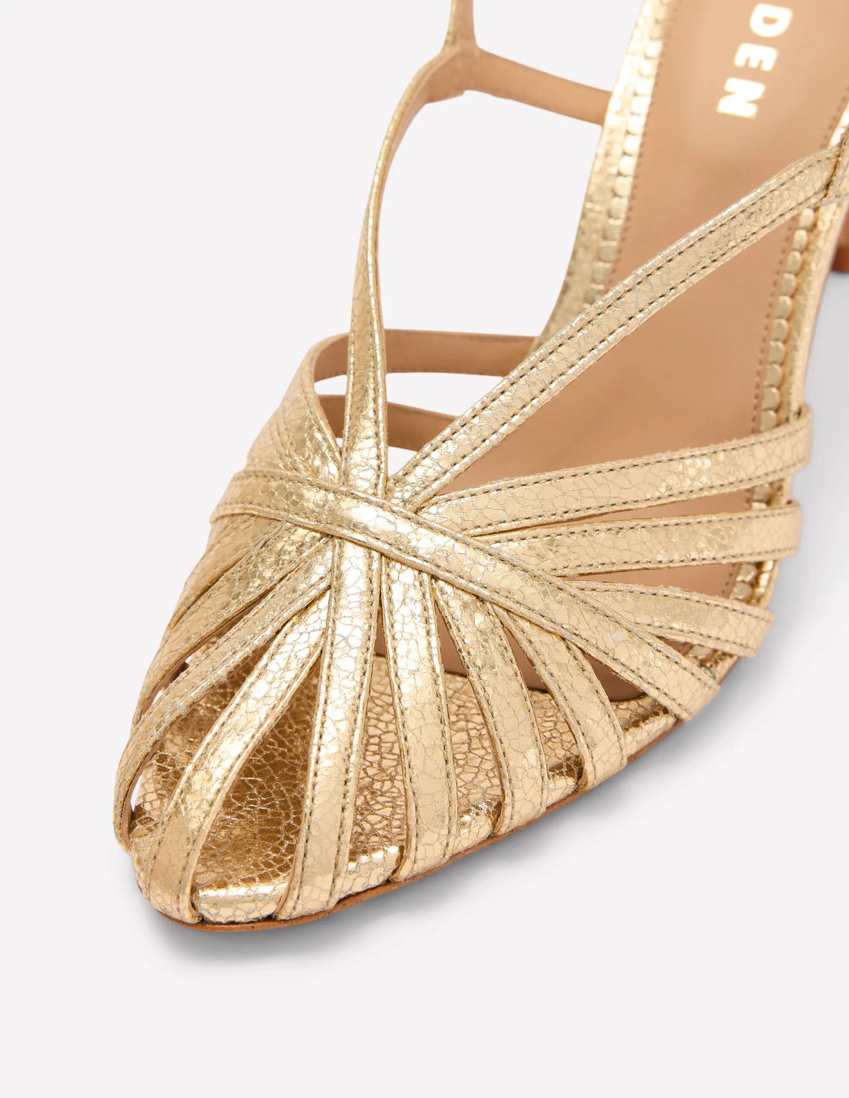Heeled Cage Sandals-Gold Metallic
