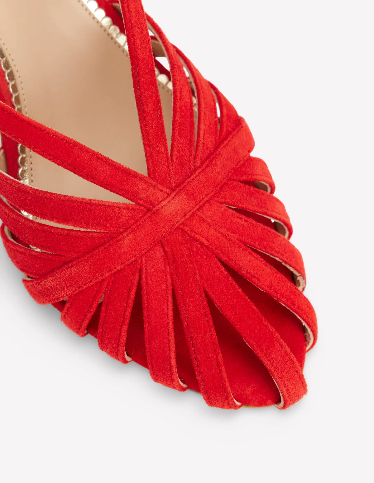 Heeled Cage Sandals-Post Box Red