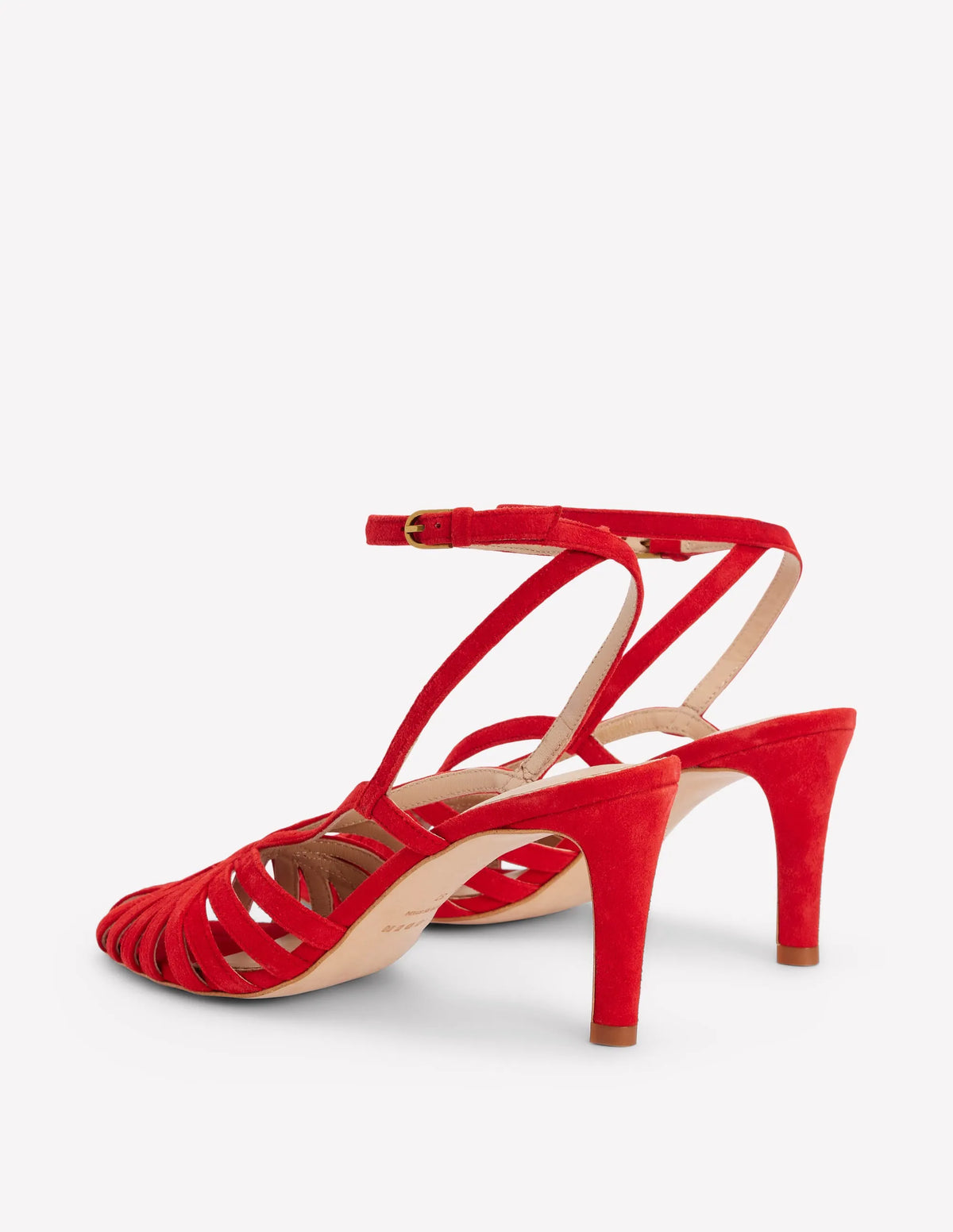 Heeled Cage Sandals-Post Box Red