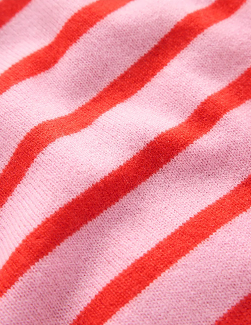 Eva Cashmere Crew Neck Sweater-Pink/ Orange Stripe
