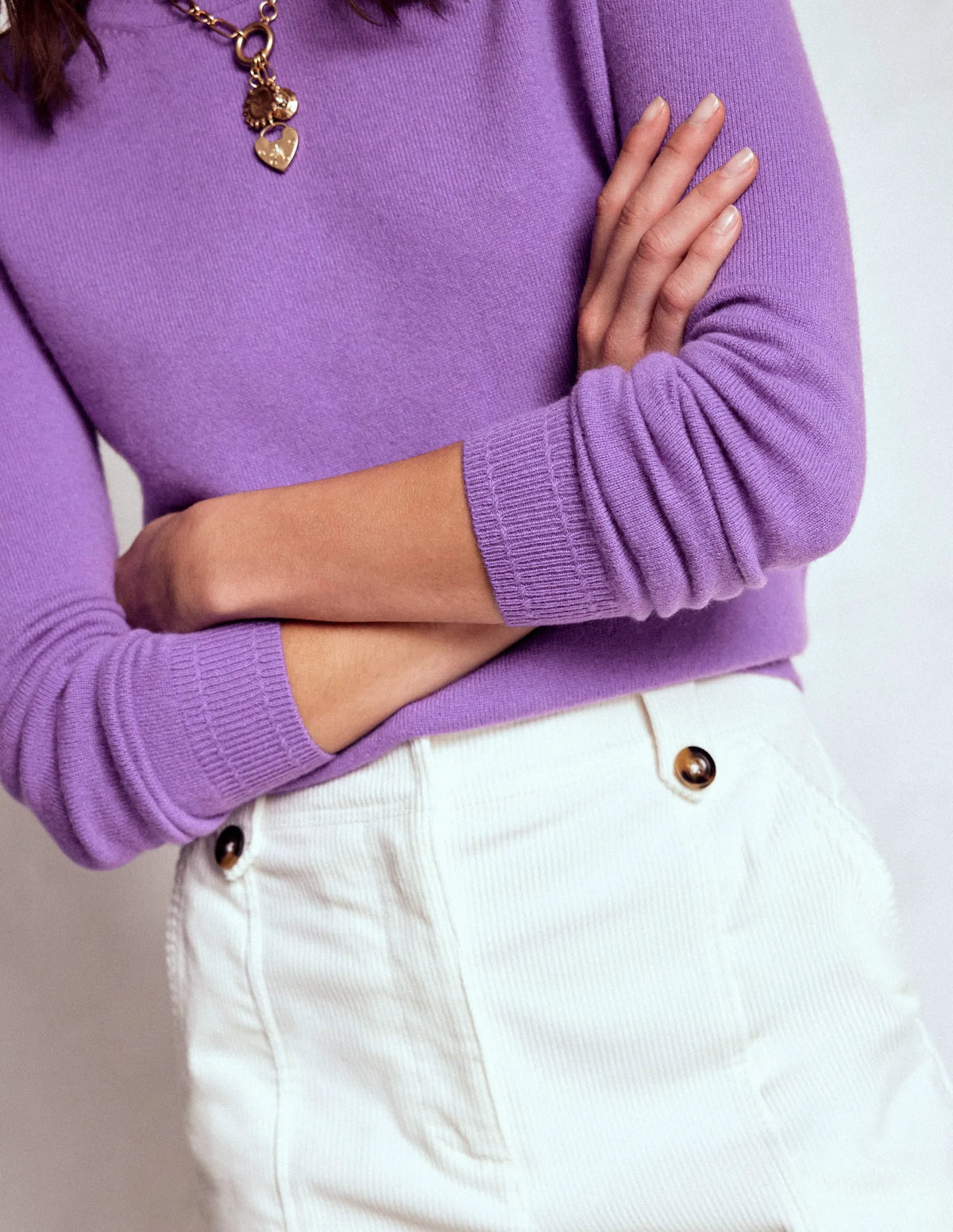 Eva Cashmere Crew Neck Sweater-Purple Topaz