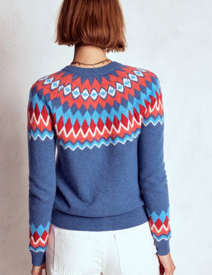 Edie Fair Isle Cardigan-Blue Fair Isle